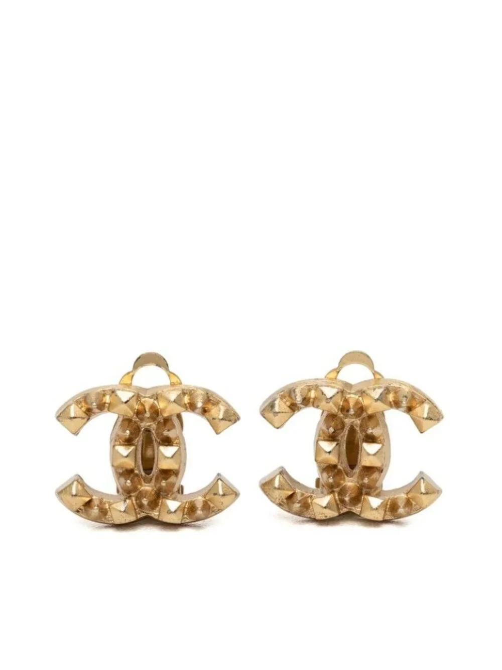 Chanel CC Logo Earrings Gold Plated